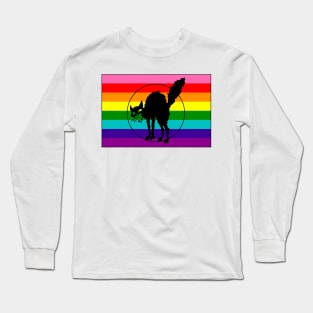 Black Cat LGBTQ Pride Flag (Retro 8) Long Sleeve T-Shirt